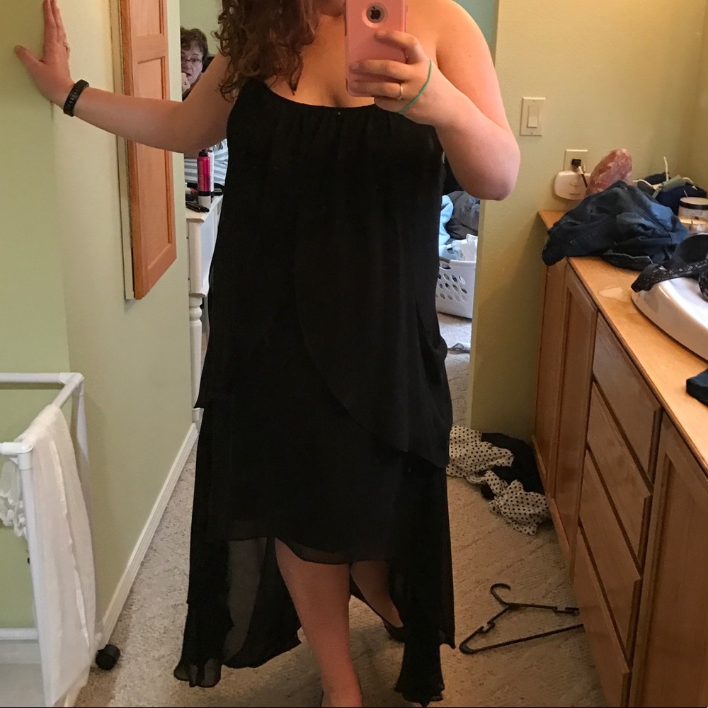 Flowy black high low dress